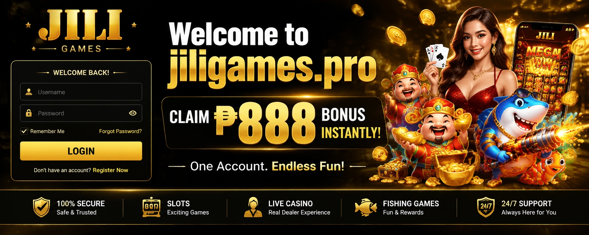 JILIGAMES casino hero visual for Philippines players