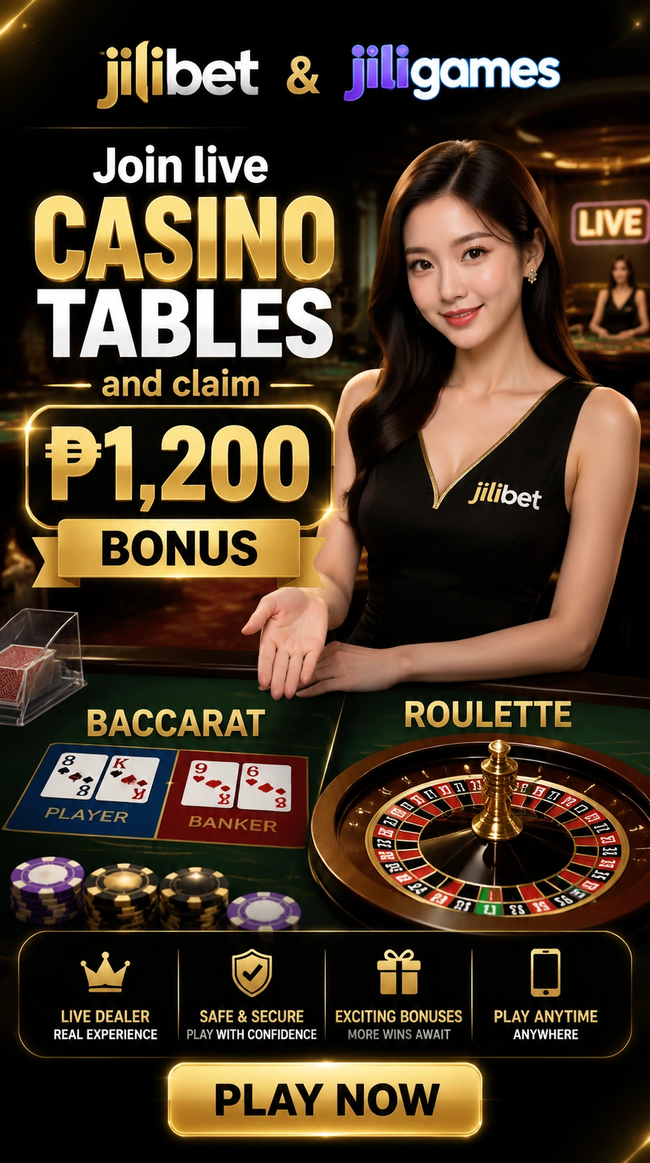 Live casino game room with dealer interface